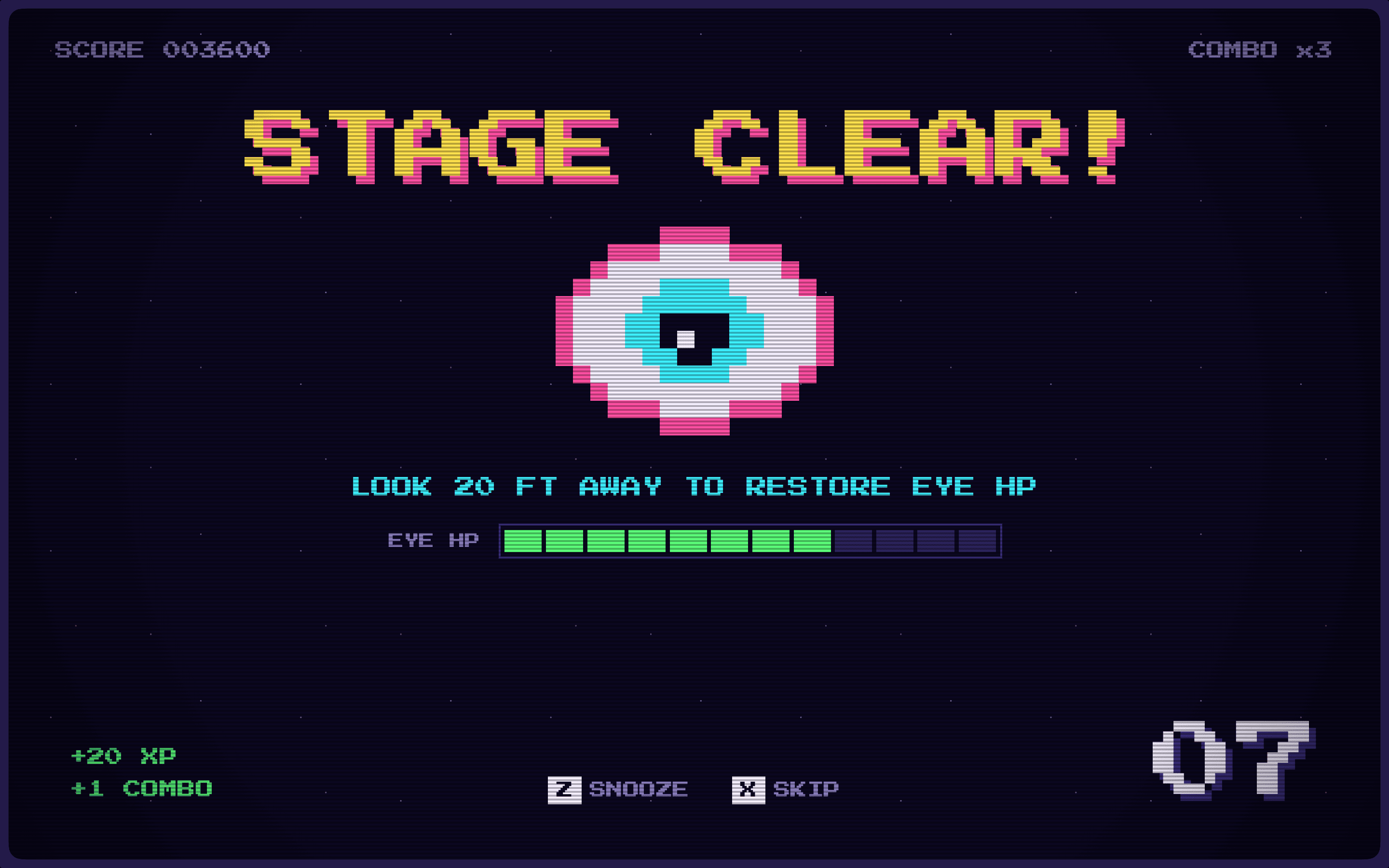 Arcade break screen: Stage clear!