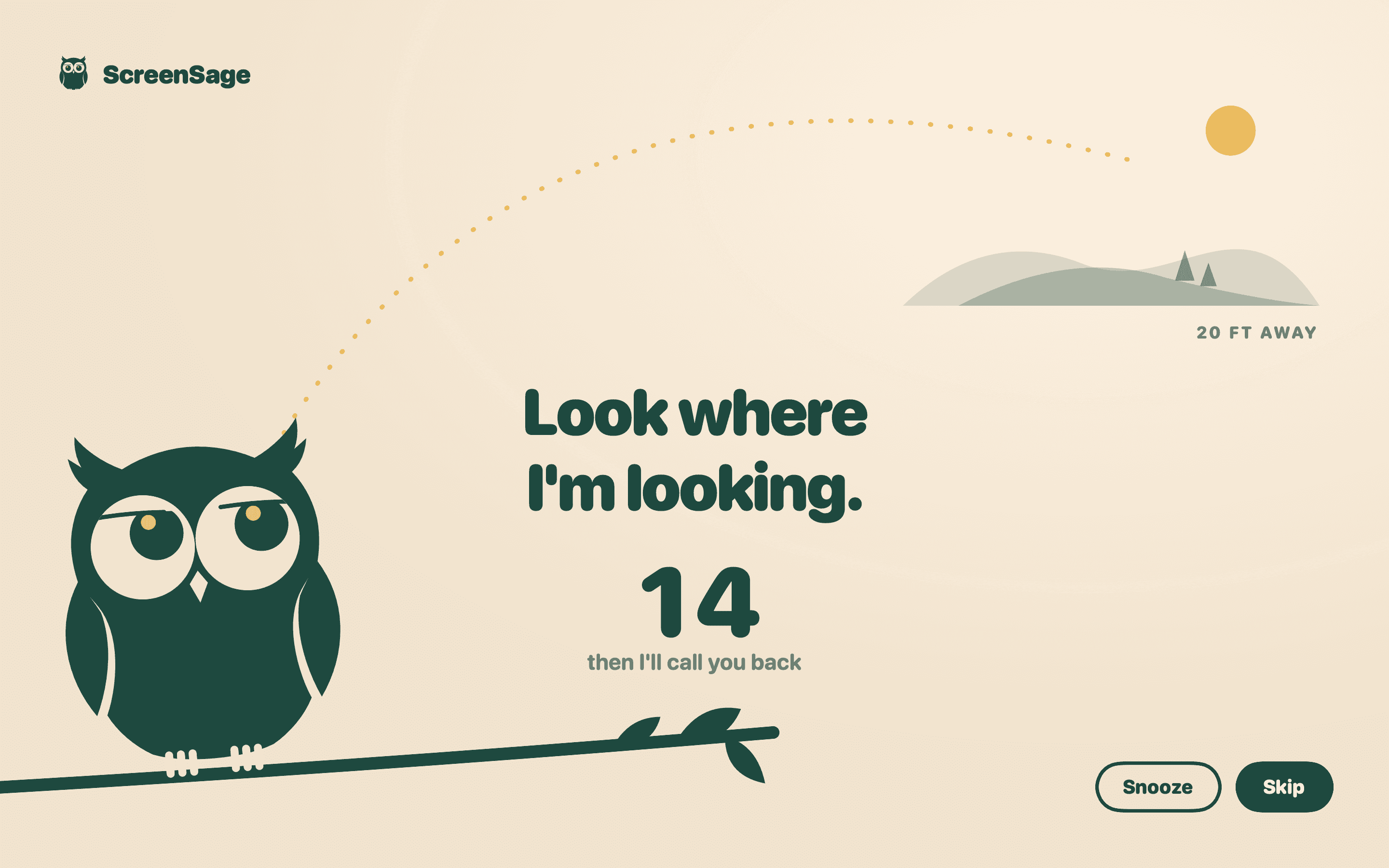 Owl break screen: Look where I'm looking